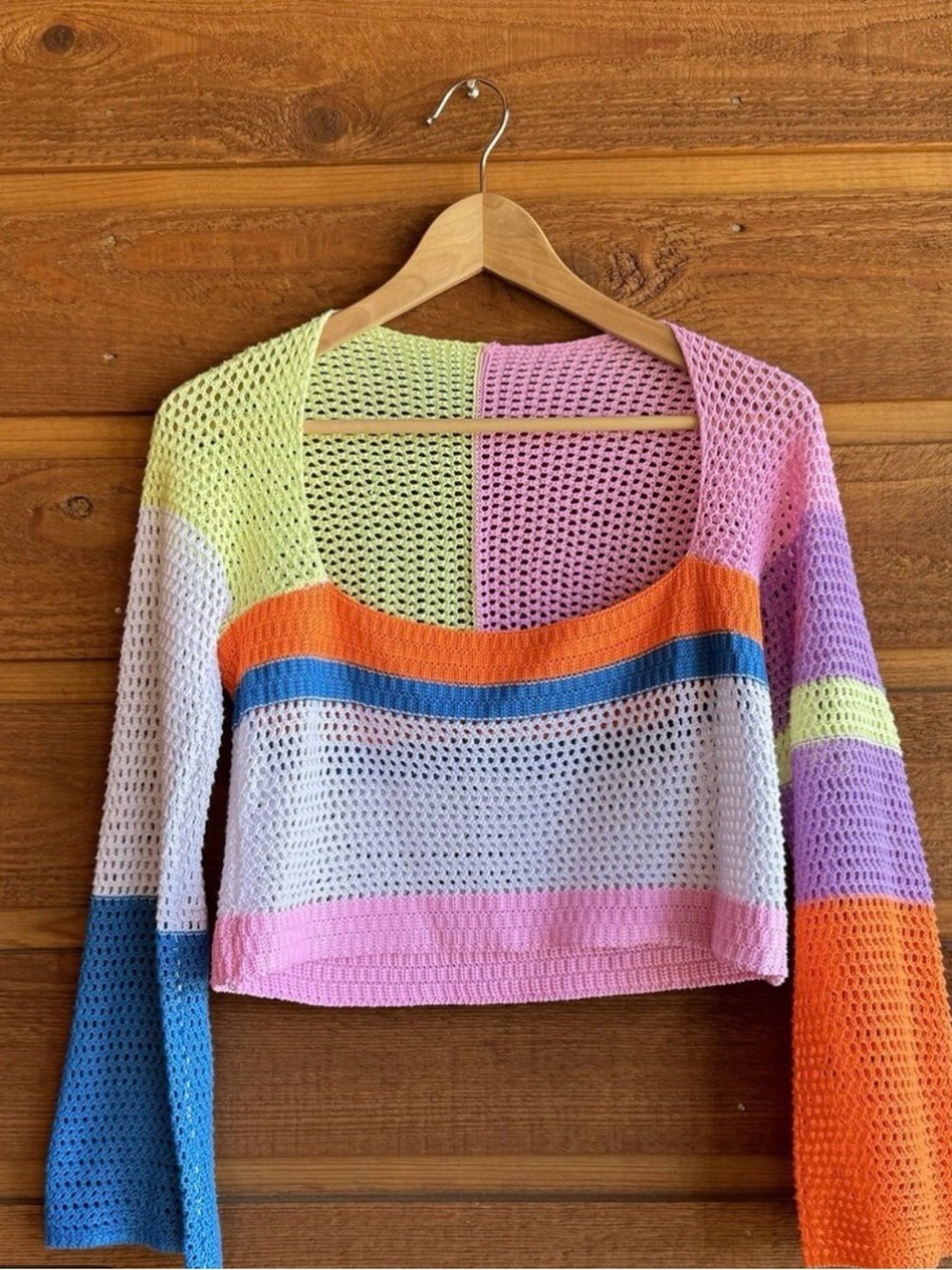 Neon Crochet Crop Sweater